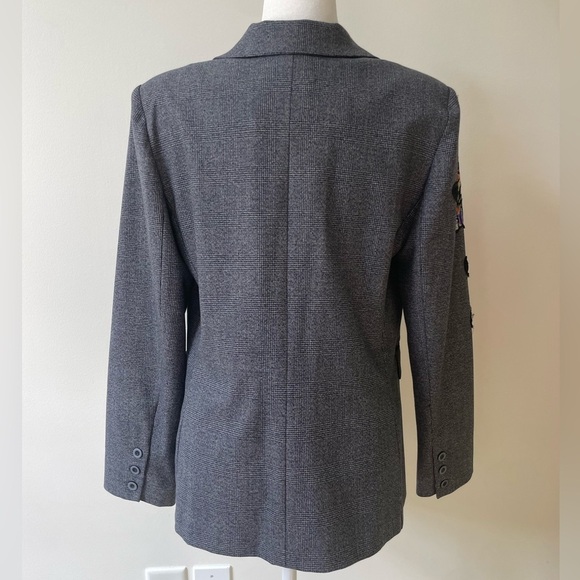 Vintage Alberto Makali Blazer Size 10 Blue Floral Appliqué Unique Maximalist - Picture 5 of 8